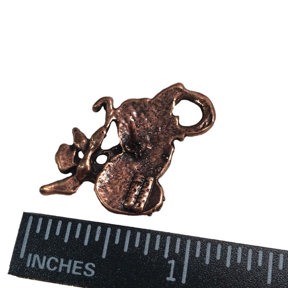 Vintage Copper Coloured Metal Angel On Motorcycle Pin - Picture 5 of 6